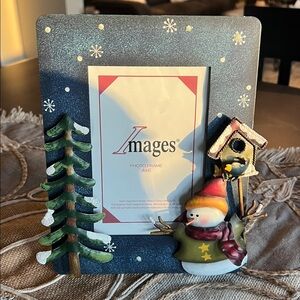 NWT IMAGES Adorable Metal Cut-Out Snowman in Wintertime Frame - 8-1/2” x 6-1/2”